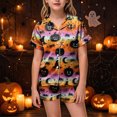 thumbnail image 2 of UAYOTSE Kids Girls Collared Button‑Front Satin Pjs, Short‑Sleeve Top and Sleep Shorts, Wearable Sleep Set for At‑Home Play and Overnight Stays Size 10-11 Years, 2 of 6
