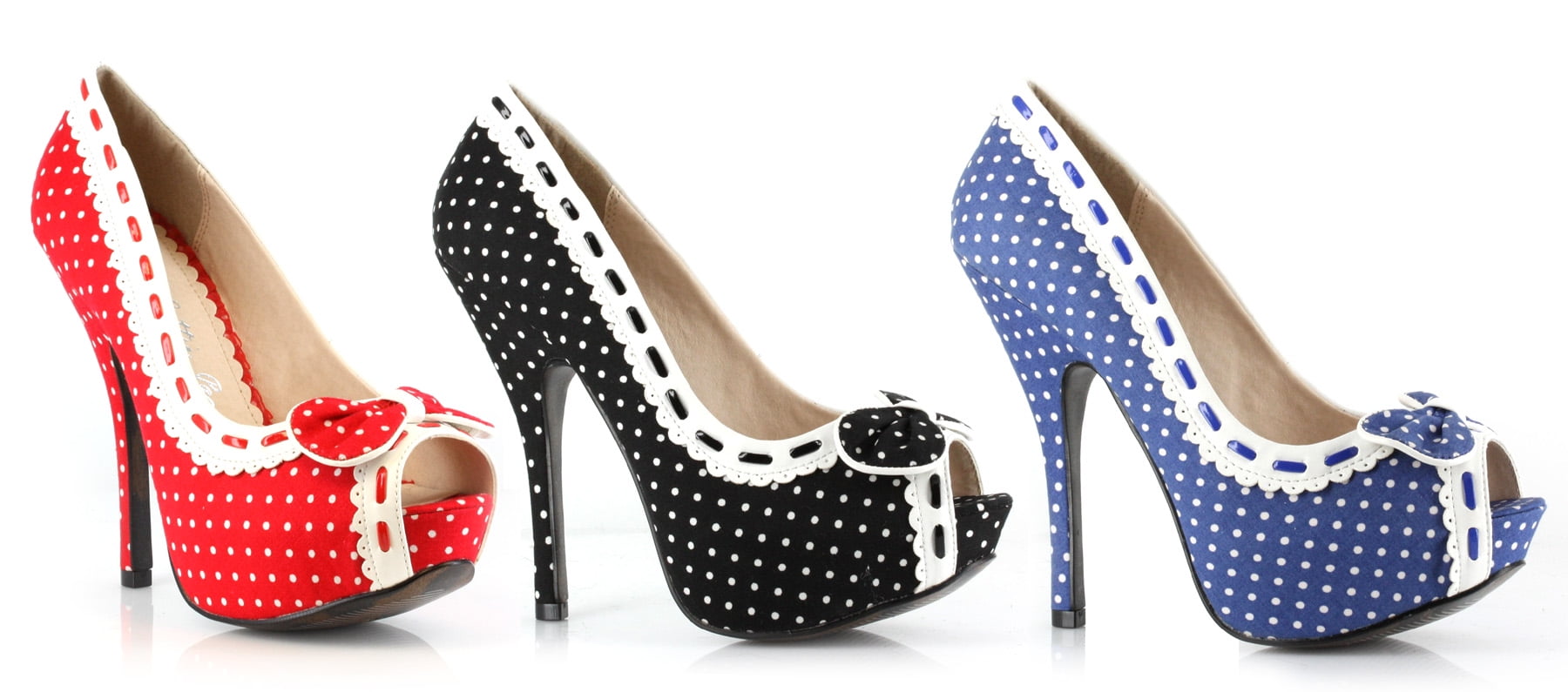 blue polka dot heels