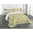 thumbnail image 3 of Ambesonne Geometric Quilted Bedspread Set 3 Pcs, Abstract Shapes Mix, King Size, Orange Green Pale Blue, 3 of 5