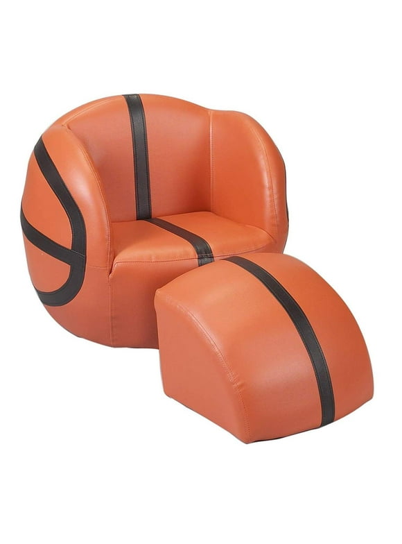 Giftmark  Child's Upholstered Basketball Sports Chair Chair with Ottoman