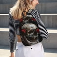 thumbnail image 6 of Naloa Realistic Rose Skull Canvas Backpack for Men Women Rucksack Casual Travel Daypack College Tote Satchel Bookbag for Teens-Small, 6 of 7