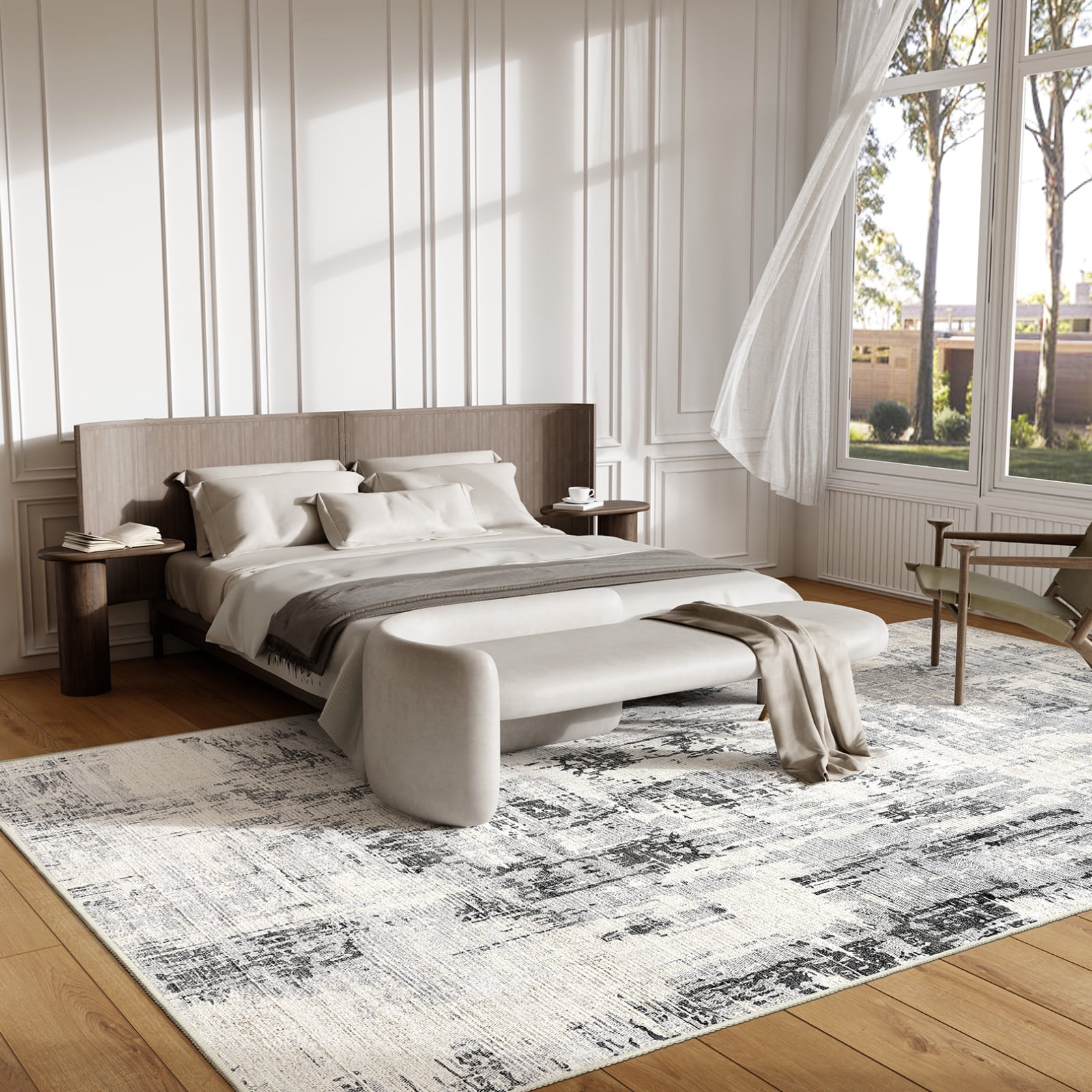 Cozylore 6'x9' Area Rugs for Living Room Distressed Abstract Machine Washable Rugs Low Pile Non Slip Carpet for Bedroom Dining Room