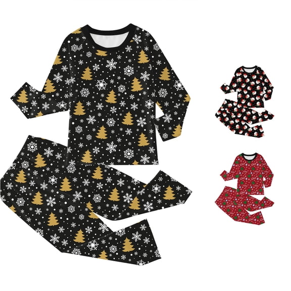 VOUZZA Kids Christmas Holiday Print Long Sleeve Pajama Set Shirt and Pants Two Piece Sleepwear for Boys Girls Toddler PJs Nightwear Loungewear
