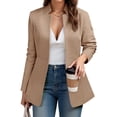 thumbnail image 5 of Spring Fall Stand Collar Solid Color Women Long Sleeved Open Front Work Office Blazer Coat, 5 of 6