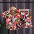 thumbnail image 2 of MIASHUI Toddler Boys Short Sets Tropical Print Button Down Shirt Outfits Boy Clothes,Red,3-4 Years, 2 of 3