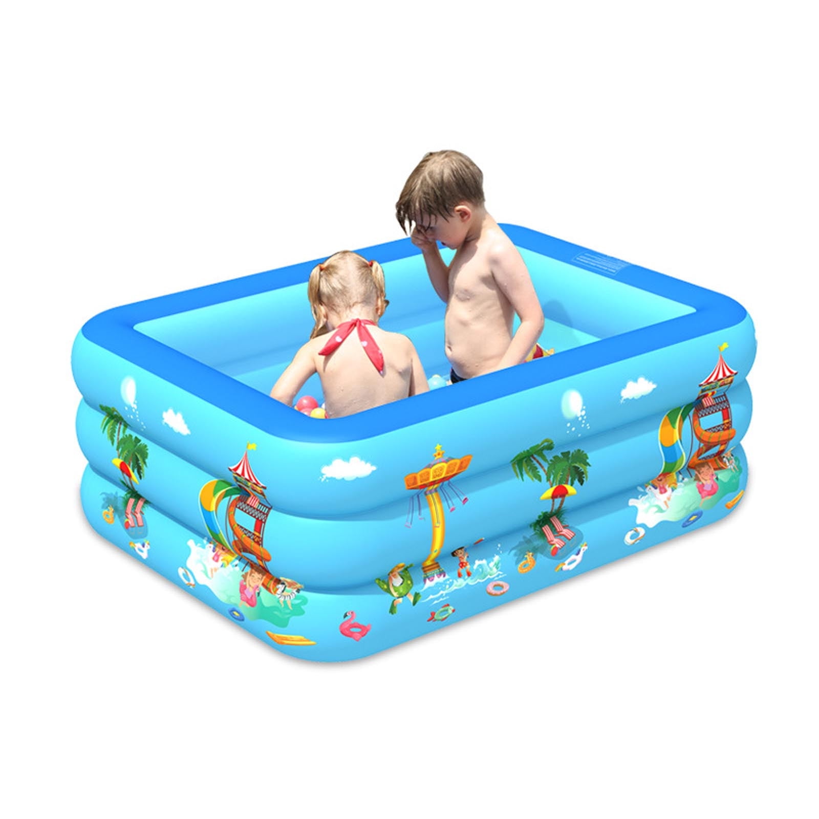130×85×50cm Inflatable Rectangular Kids Paddling Pool, Small Baby Toddler Inflatable Swimming Pool, Durable PVC Kiddie Pool for Outdoor Backyard Summer Water Play