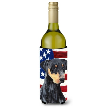 

USA American Flag with Doberman Wine Bottle Beverage Insulator Beverage Insulator Hugger