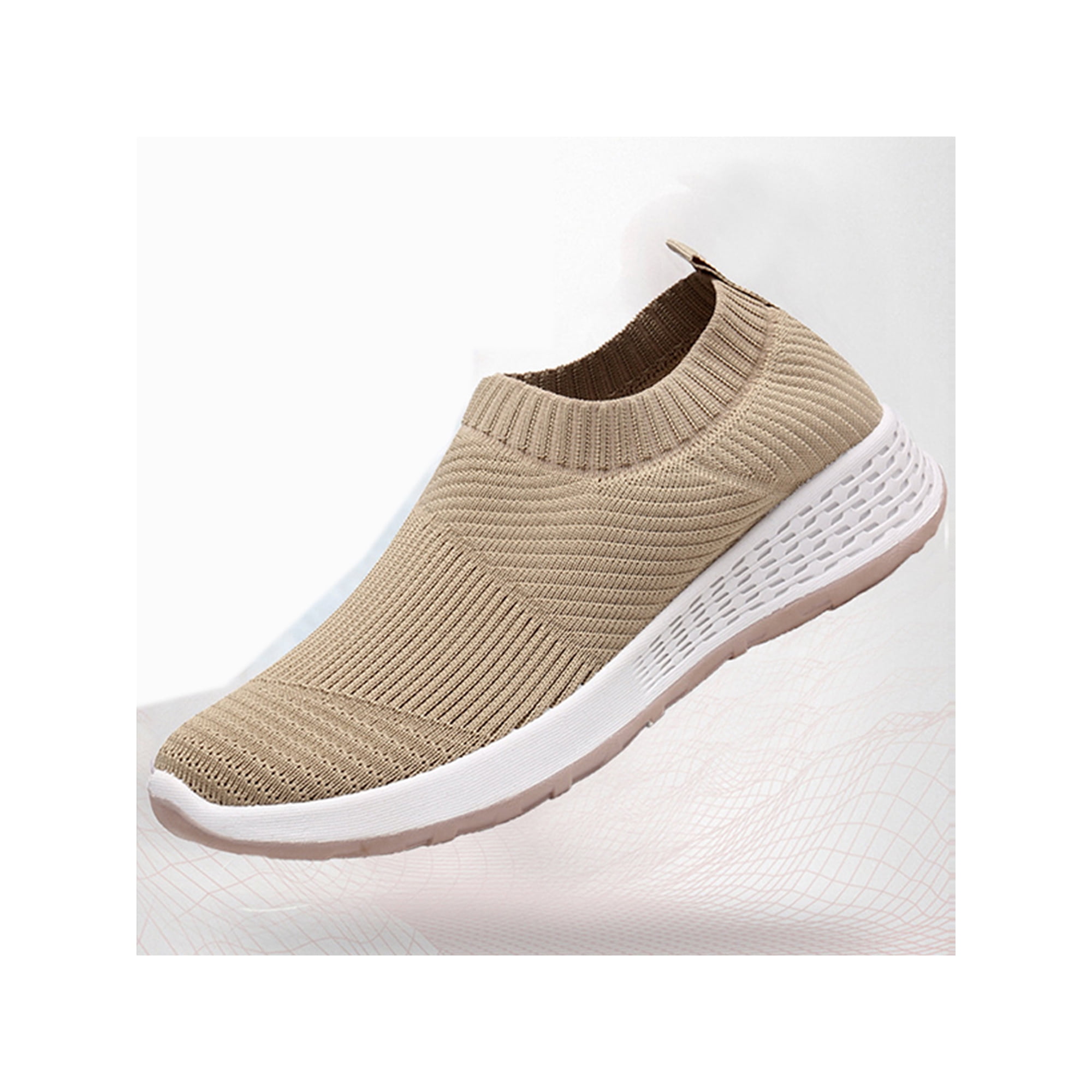 Woobling Chaussure de Sport Femme Sneaker Slip sur Baskets Decontractees Chaussures de Marche Plates Confortables Jogging Appartements Antiderapants Kaki 5.5 Walmart