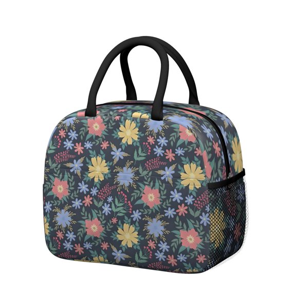 Womens Pioneer Flower Floral Print Pattern Lunch Box for Work,Insulated Lunch Bag for Women,Loncheras Para Mujer,Leakproof Adult Lunch Bag for Work,Beach,Travel,Picnic,Camping