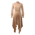 thumbnail image 5 of Sngxgn Women's Dresses Ribbed Long Sleeve Square Neck Tops Mini Dress(Khaki,S), 5 of 5