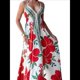 thumbnail image 1 of Vestido de Vacaciones Bohemio con Cuello en V, Floral, Sin Mangas, Holgado, con Espalda Descubierta y Dobladillo Irregular para Mujer. Flores Blancas y Rojas L, 1 of 3