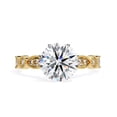 thumbnail image 2 of Solitaire Engagement Ring for Women Center 8mm Cushion and Round Cut Lab Created Moissanite Beaded Promise Rings In 14K Solid Yellow Gold Jewelry Gift for Her, Size 9, 2 of 6