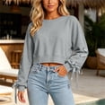 thumbnail image 5 of SSZMDLB Women Long Sleeve Eyelet Cropped Hem Pullover Sweater Tunic Top Cute Casual Winter Fall Fashion Trendy Dressy Solid Knit Basic Clothes for Work, Gray XL, 5 of 9