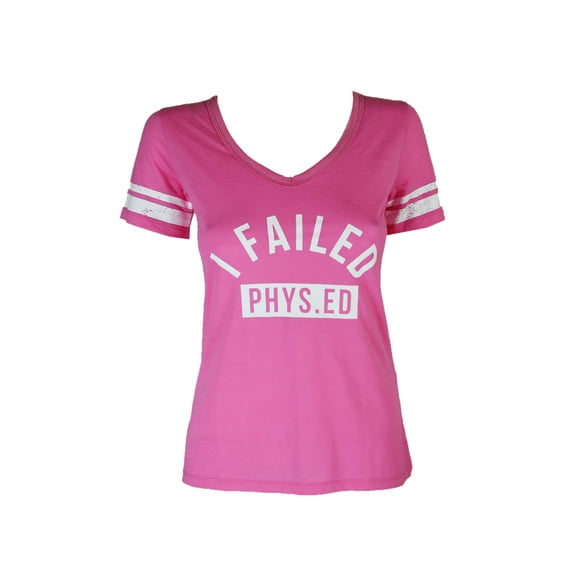 Jenni Pink White Graphic V-Neck Pajama T-Shirt S