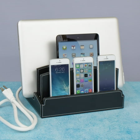 - Ultra Charging Station and Dock with Built-in Power Strip Storage, for Laptops, Tablets, and Phones -