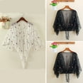 thumbnail image 3 of Women Mesh Sheer Cardigan Exquisite Flower Embroidery Loose Tops Beach Blouse, 3 of 6