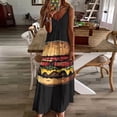 thumbnail image 4 of Hamburger Sleeveless Suspender Dress Summer Fashion Casual Long Dress, 4 of 9