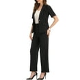 thumbnail image 4 of INSPIRE CHIC Women's Business Office Suit Set One Button Short Sleeve Blazer and Suit Pants S Black, 4 of 6