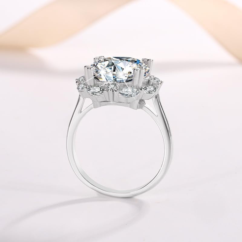 5 Carat Moissanite Engagement Rings for Women Sterling Silver Moissanite Women's Diamond Ring Moissanite Ring for Women Lab Grown Diamond Wedding Rings Women's Promise Rings