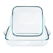 Square Glass Baking Dishes, Ovenware, Casserole, Set of 2