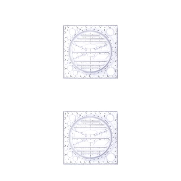 Advancent Regla de dibujo giratoria, plantilla de construcción para manualidades DIY, papelería de medición de dibujo con reglas de escala, Negro 2piezas