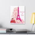 thumbnail image 6 of Pink Eiffel Tower Couple On Scooter Paris France Canvas Artwork Breathtaking French City for Home Decor Ready to Hang, 6 of 18