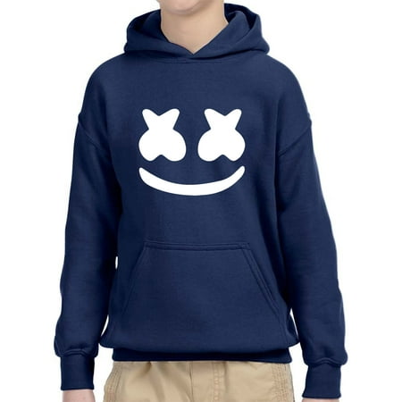 - Trendy USA 984 - Youth Hoodie Marshmello DJ Smiley Face Unisex Pullover Sweatshirt Large Navy
