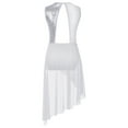 thumbnail image 4 of TSSOE Kids Girls Lyrical Modern Ballet Dance Dress Sleeveless Shiny Sequins Irregular Hem Gymnastics Skirt Leotard White 10, 4 of 5