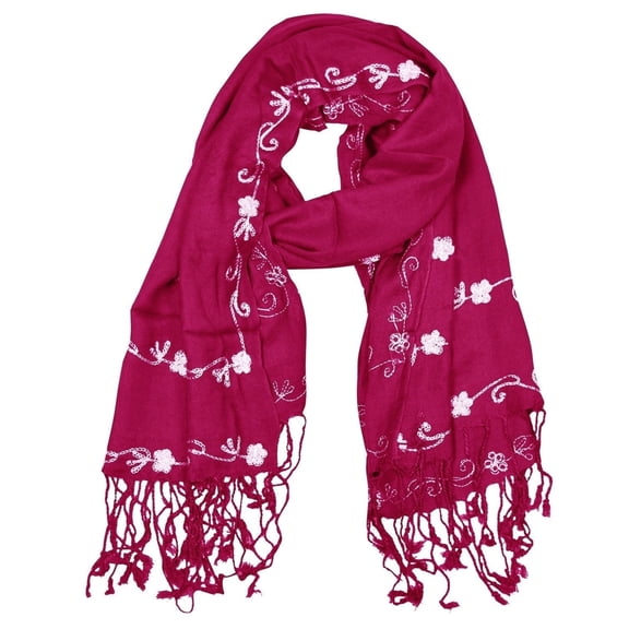 Vintage Floral Hand Embroidered Pashmina Shawl Scarf