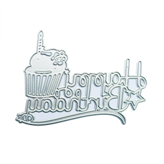 YROHGKPN Happy Birthday Letter and Cupcake Metal Cutting Dies Embossing Stencil DIY Scrapbooking Greeting Card Making Album Template Dies Cut Mold Decoration Crafts