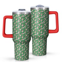 Green Christmas Snowman Pattern Tumbler with Handle and Lid,40oz Double Wall Vacuum Insulated Tumbler,Cups Gift for Women and Men