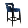 thumbnail image 6 of Set of 2 Velvet Bar Stools with Open Design Backrest, Upholstered High Dining Chairs with Wood Legs and Metal Footrest, 26 inch, for Kitchen Island, Dining Room, Home, Pub, Navy Blue, 6 of 7