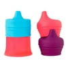 Boon Snug Silicone Sippy Cup Spout Lids And Sippy Cup, Pink, Purple And Blue, 4 Pk