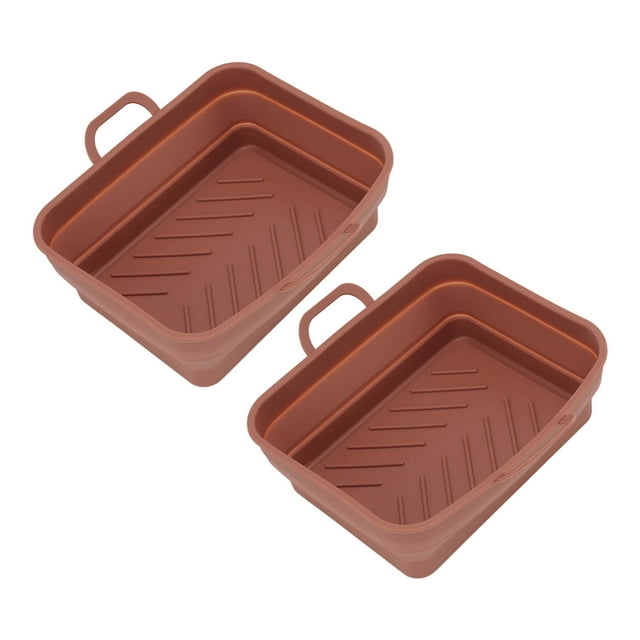 Couvercle de Friteuse, 2Pcs Silicone Air Cooker Pot avec Poignée Rectangulaire Friteuse Doublure Plateau de Remplacement pour Cuisine Cuisine Accessoires