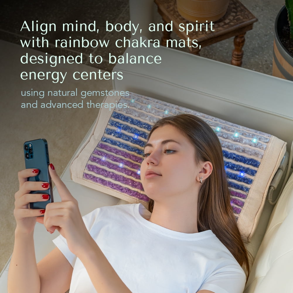 HealthyLine Rainbow Chakra Heated Pillow – 20” x 12” Far Infrared Neck Heating Pad with PEMF Therapy