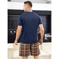 thumbnail image 2 of Men 1pc Cartoon Graphic Sleep Tee & 1pc Plaid Print Shorts, 2 of 4