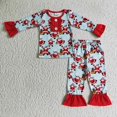 thumbnail image 1 of Venta al por mayor de pijamas de Feliz Navidad de Papá Noel para niños, conjunto de manga larga para niñas, pantalones de leopardo para niños, ropa de dormir para niños pequeños, ropa de dormir, 1 of 2