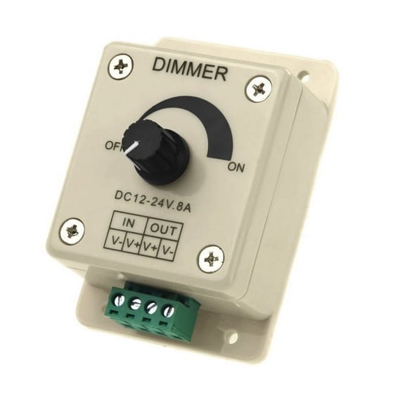 DC 12V-24V LED Dimmer Controller Adjust Single Color For 5050 3528 LED Strip,1 x Dimmer (LED strips not included),Silver