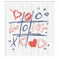 thumbnail image 3 of Ambesonne XOXO Shower Curtain, Hearts Lips and I Love You, 69"Wx75"L, Peach Ceil Blue, 3 of 5