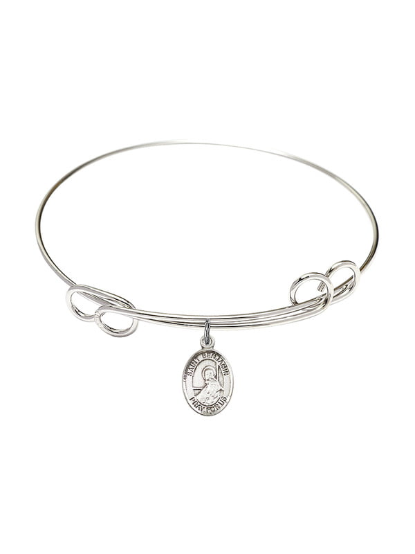 8 1/2 inch Round Double Loop Bangle Bracelet with a St Benjamin charm. 