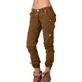 thumbnail image 2 of WTXUE Cargo Pants, Womens Trousers Ladies' Solid Color Overalls Paneled Pocket Zip Casual Pants, Slacks Pantalones De Mujer, Khaki, 2 of 5