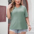 thumbnail image 2 of Birdeem Womens Solid Color Shirt V-Neck Short Sleeved Oversized Womens Casual Top, 2 of 12