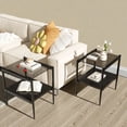 thumbnail image 2 of Tcbosik 2 Pack Side Tables with Tempered Glass Top, End Table with Storage Shelf, 2-Tier Nightstand with Metal Legs for Small Space, Home Office, Easy Assembly, Gray & Black, 2 of 8