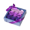thumbnail image 1 of Juego de jabón de flores de rosas en caja de regalo cuadrada, regalo del día de San Valentín, hecho a mano, floral artificial realista para bodas, , Degradado morado, 1 of 8