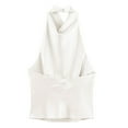 thumbnail image 3 of Yigetop Satin Halter Tops for Women, Ladies' Fashionable Casual Texture Hanging Neck Vest Top Dressy Halter Tops for Women White XS, 3 of 7