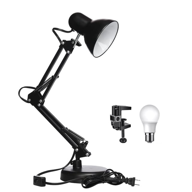 Lámpara de Escritorio DAPON 2 Modos Clip y Base ajustable de 360° y brazo plegable 3 Colores de Luz