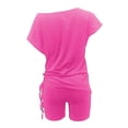 thumbnail image 6 of Riforla Ladies Fashion Casual Solid Color Sleeve T Shirt Drawstring Top Shorts Set Short Sets for Women Hot Pink L, 6 of 6