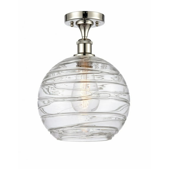 516-1C-PN-G1213-10-LED-Innovations Lighting-Large Deco Swirl-3.5W 1 LED Semi-Flush Mount in Industrial Style-10 Inches Wide by 15 Inches High