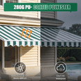 thumbnail image 4 of Sunmthink 12x10 FT Manual Retractable Awning, Waterproof Patio Sun Shade Canopy with Crank Handle, PA Coated Polyester for Backyard, Deck & Window, Green, 4 of 8