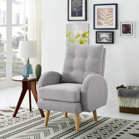 Dazone Modern Accent Armchair Single Sofa Leisure Living Room Dazone Modern Accent Armchair Single Sofa Leisure Living Room Furniture For Home Office Garden Linen Fabric Cover Removable Cushion Solid Wood Frame